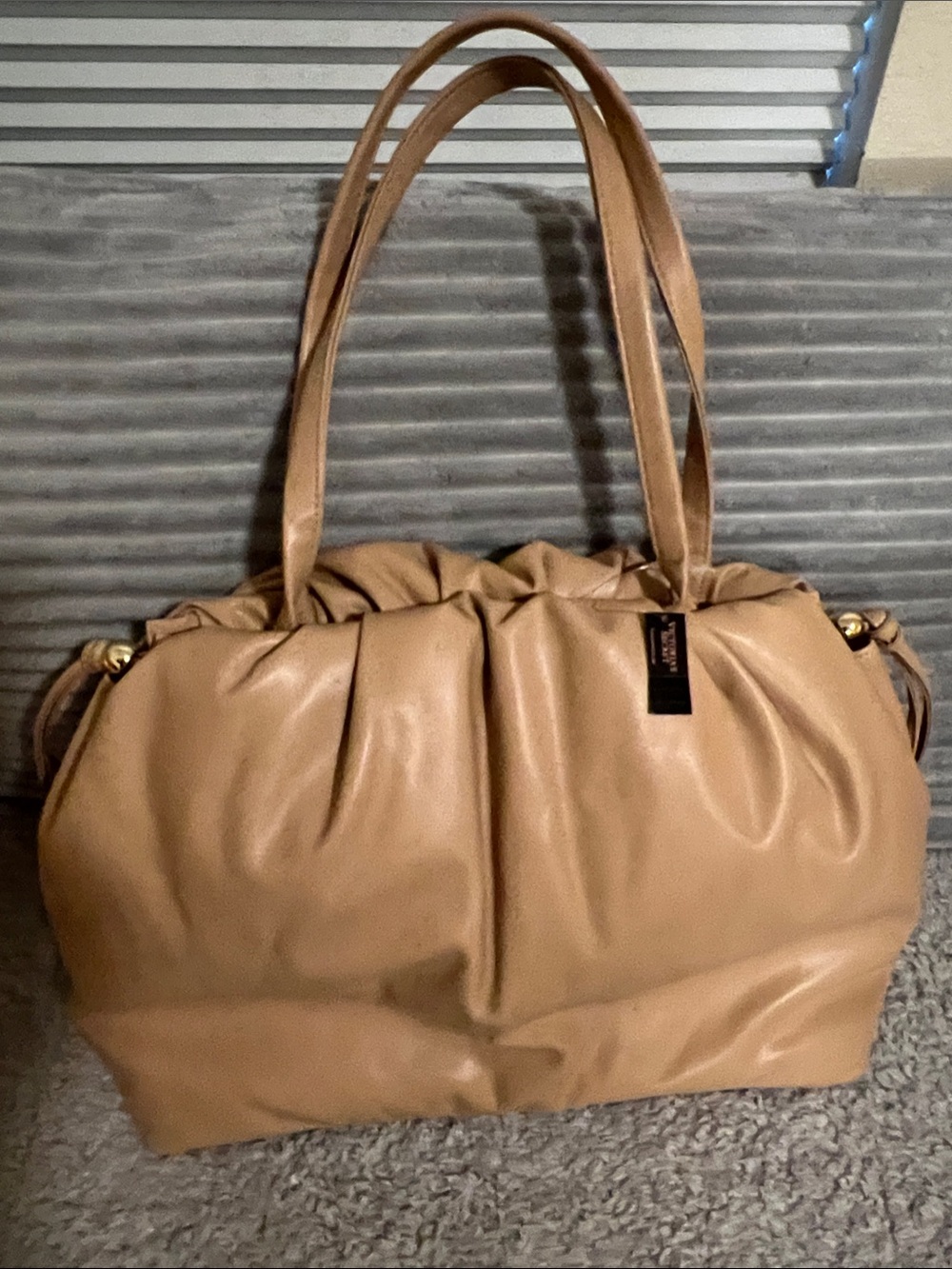 Victoria's Secret Tan Leather Gathered Tote